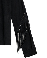 Women's Shiny Fringe Rock Sweater, Majestic - 7