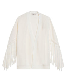 Womens Long Oversized Cardigan Fringe - Raw 63_794G500_CRU110103_3