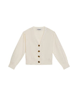 Women's Golden Button Bomber Knit Cardigan in Polyamide-Cotton Blend - 3