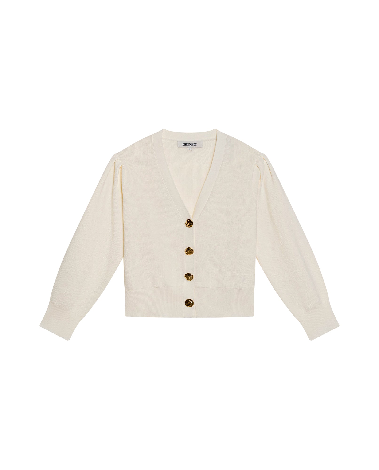 Women's Golden Button Bomber Knit Cardigan in Polyamide-Cotton Blend - 3