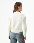 Women's Golden Button Bomber Knit Cardigan in Polyamide-Cotton Blend - 5