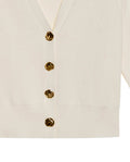 Women's Golden Button Bomber Knit Cardigan in Polyamide-Cotton Blend - 7