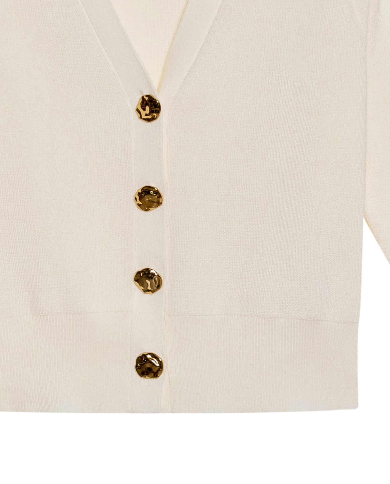 Women's Golden Button Bomber Knit Cardigan in Polyamide-Cotton Blend - 7
