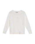 Women's Stone Embellished Crew Neck Sweater in Viscose-Polyamide Blend, Majestic - 1