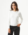 Women's Stone Embellished Crew Neck Sweater in Viscose-Polyamide Blend, Majestic - 2