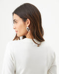 Women's Stone Embellished Crew Neck Sweater in Viscose-Polyamide Blend, Majestic - 6