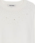 Women's Stone Embellished Crew Neck Sweater in Viscose-Polyamide Blend, Majestic - 7