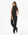 Women's Stone Embellished Halter Knit Top in Acrylic Stretch Blend, Stardust - 3