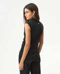 Women's Stone Embellished Halter Knit Top in Acrylic Stretch Blend, Stardust - 5