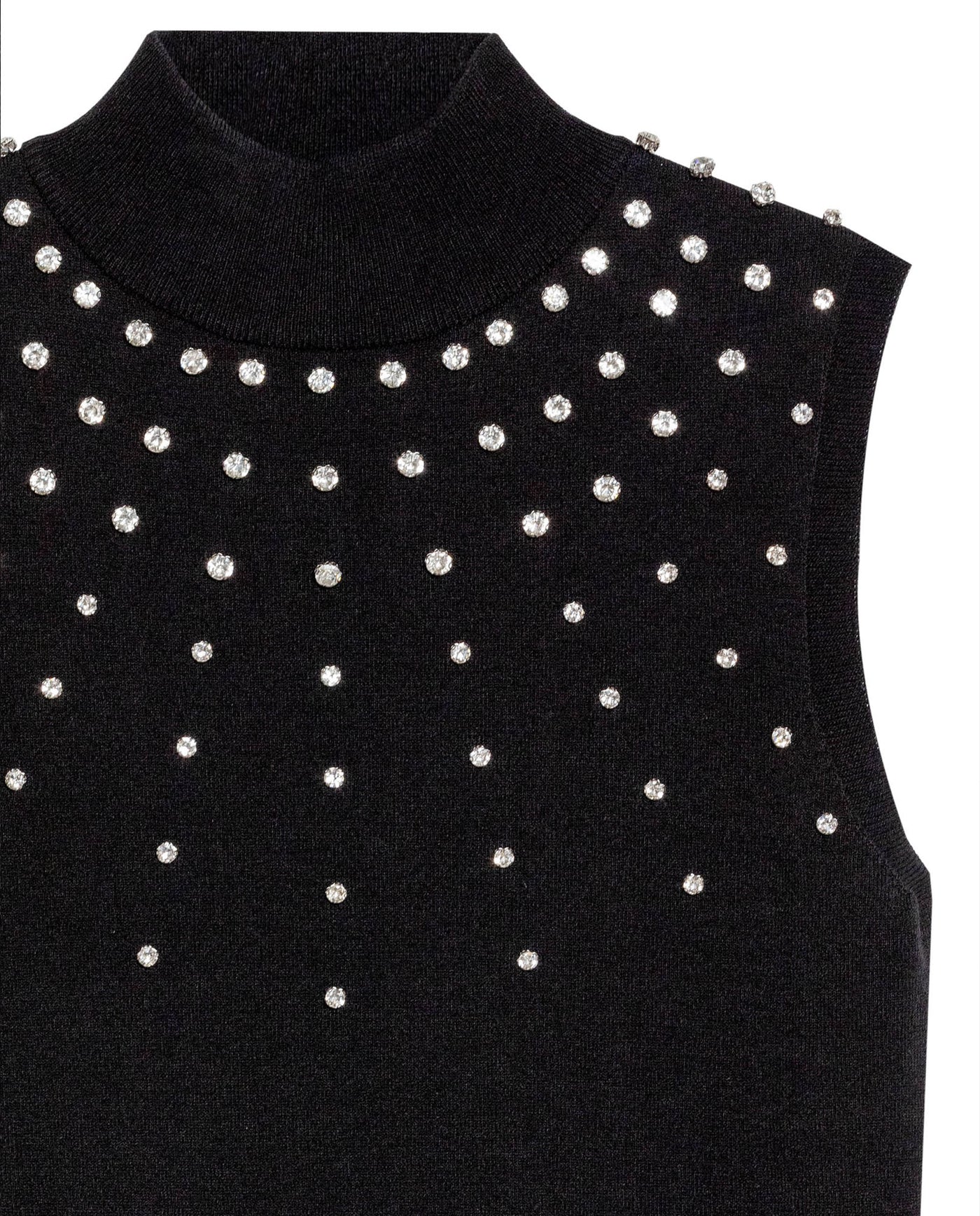 Women's Stone Embellished Halter Knit Top in Acrylic Stretch Blend, Stardust - 7