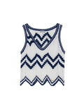 Women's Artisanal Crochet 2-Piece Set Knit Top in Polyester-Cotton Blend, Moonlight - 1
