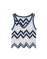 Women's Artisanal Crochet 2-Piece Set Knit Top in Polyester-Cotton Blend, Moonlight - 1