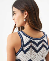 Women's Artisanal Crochet 2-Piece Set Knit Top in Polyester-Cotton Blend, Moonlight - 6
