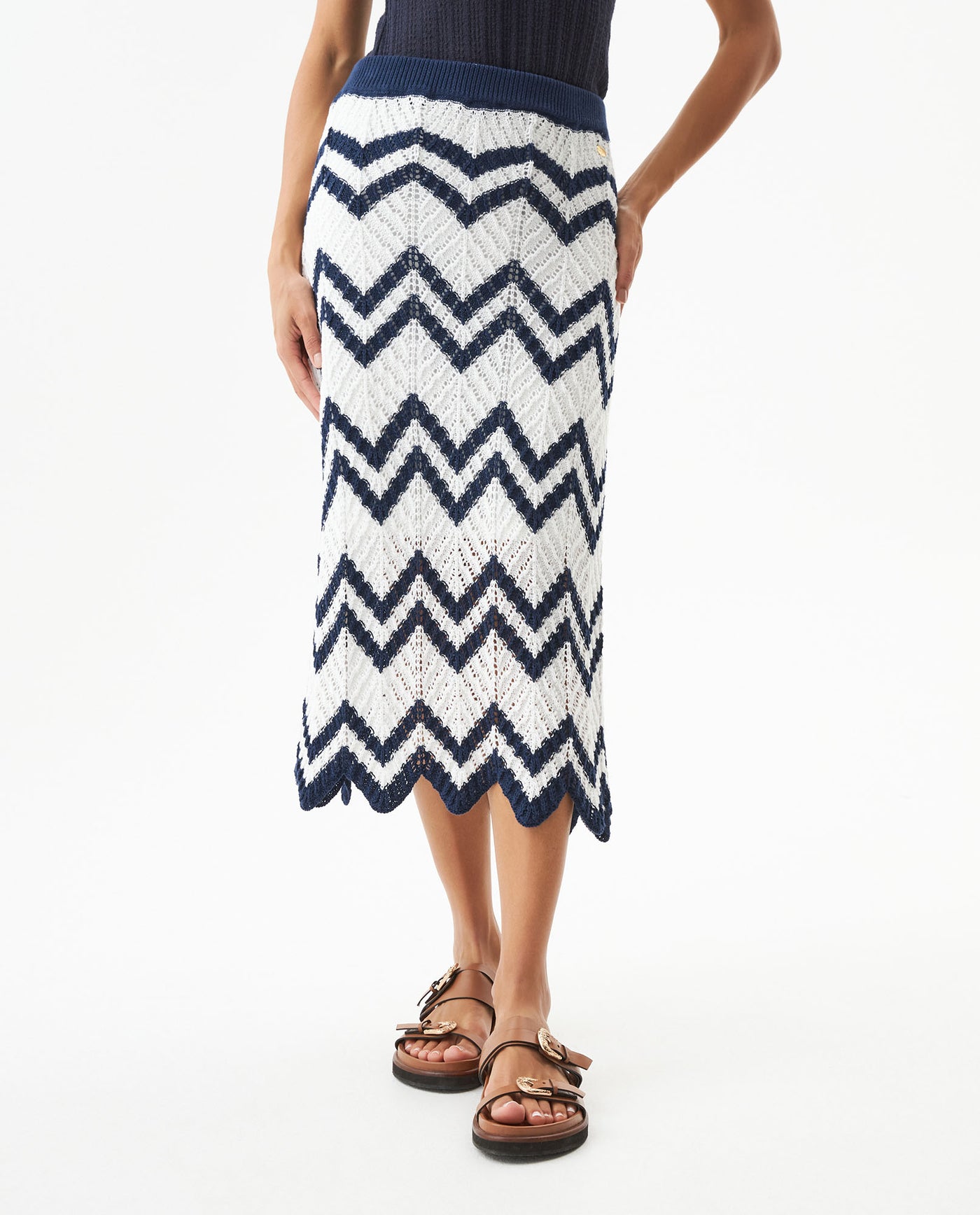 Women's Artisanal Crochet 2-Piece Set Midi Skirt in Polyester-Cotton Blend, Twilight - 2