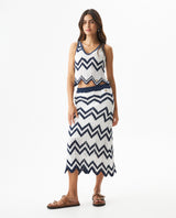 Women's Artisanal Crochet 2-Piece Set Midi Skirt in Polyester-Cotton Blend, Twilight - 3