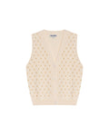 Women's Metal Stud Boho Perforated Knit Vest in Viscose-Polyamide Blend - 3