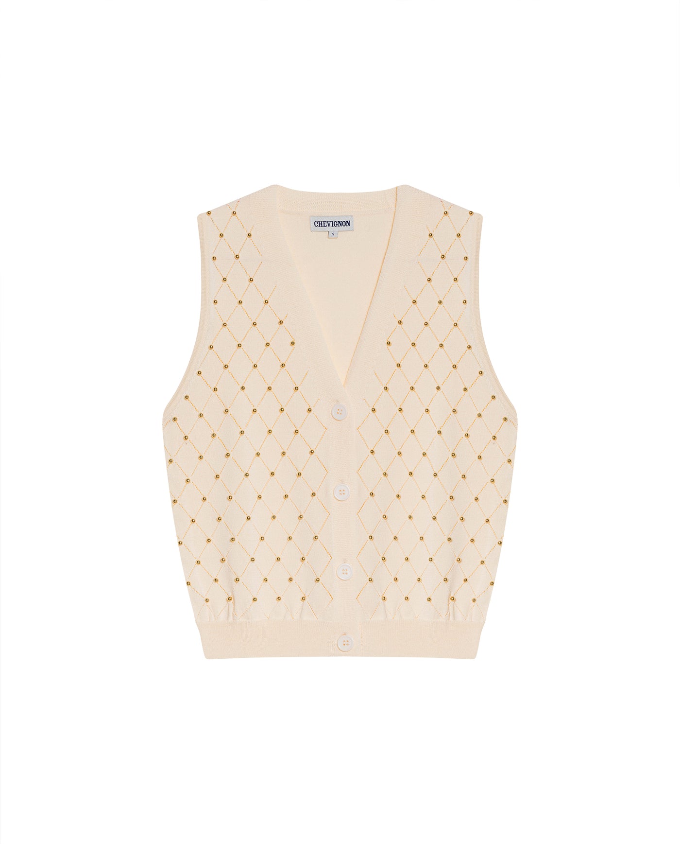Women's Metal Stud Boho Perforated Knit Vest in Viscose-Polyamide Blend - 3