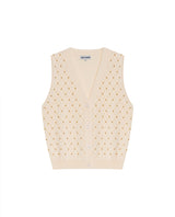 Women's Metal Stud Boho Perforated Knit Vest in Viscose-Polyamide Blend - 3