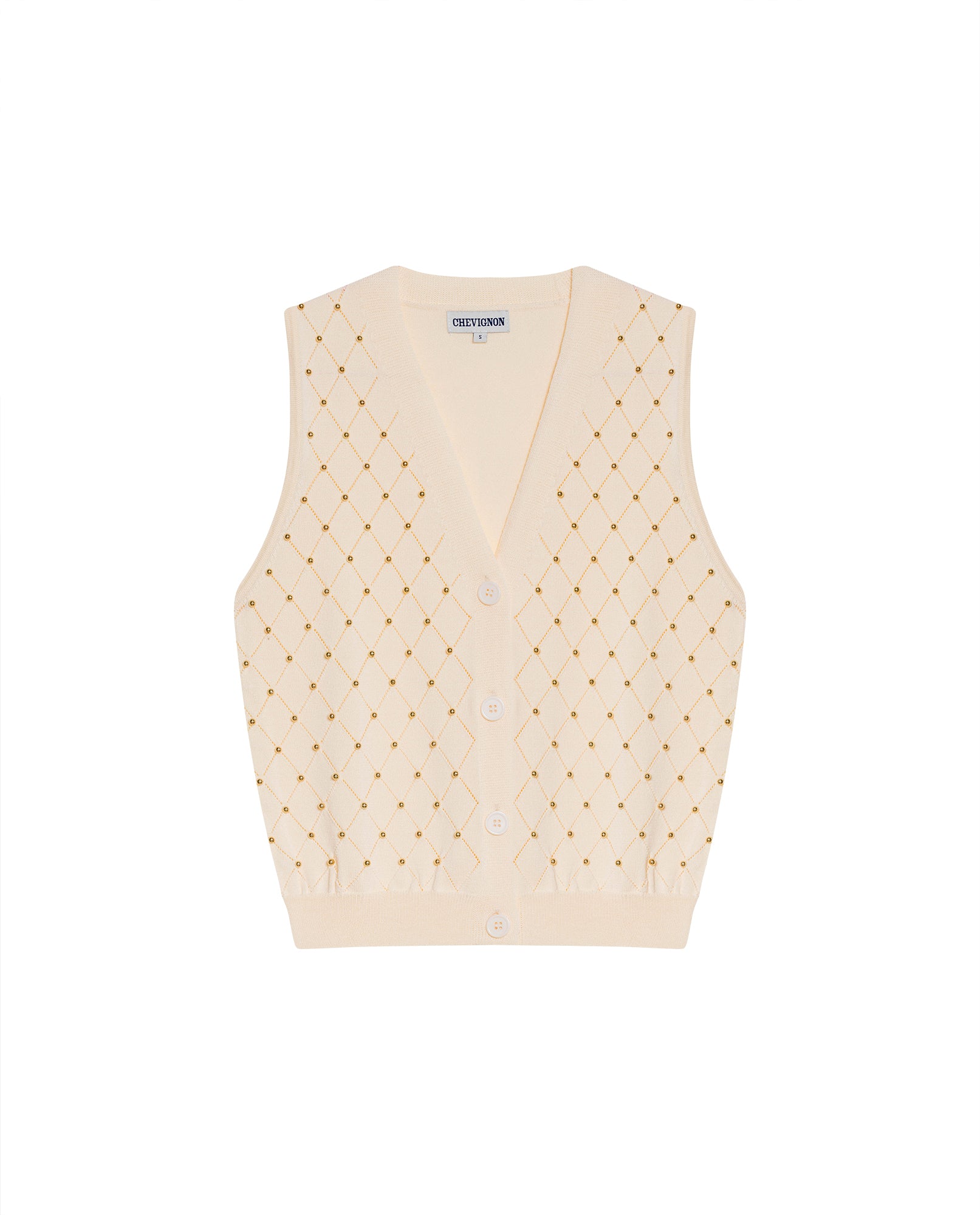 Women's Metal Stud Boho Perforated Knit Vest in Viscose-Polyamide Blend - 3