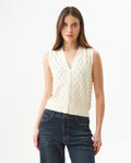 Women's Metal Stud Boho Perforated Knit Vest in Viscose-Polyamide Blend - 1