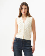 Women's Metal Stud Boho Perforated Knit Vest in Viscose-Polyamide Blend - 1