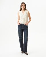 Women's Metal Stud Boho Perforated Knit Vest in Viscose-Polyamide Blend - 2