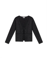 Women's Silver Thread Bow Detail Cardigan in Viscose-Polyester Blend - 1