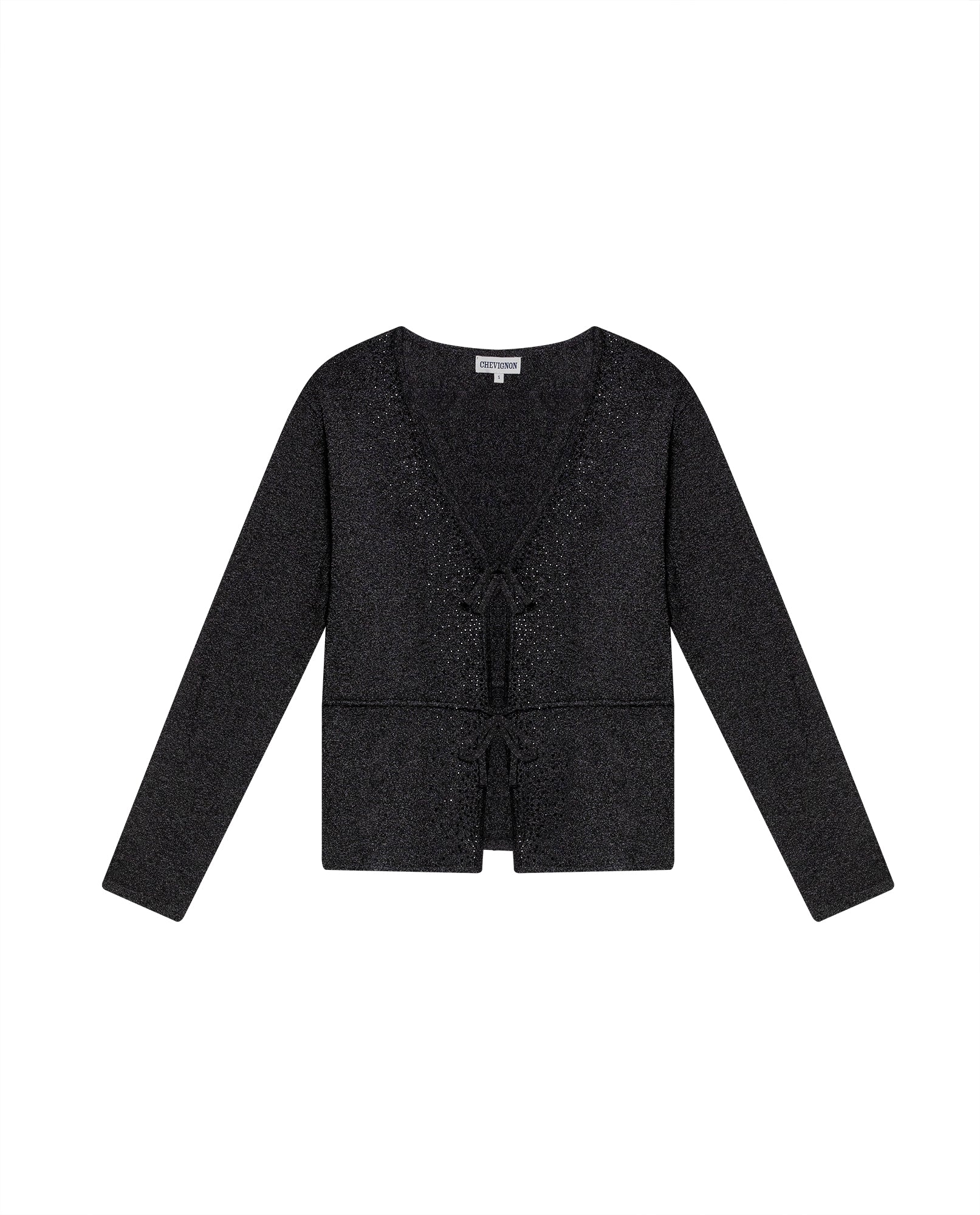 Women's Silver Thread Bow Detail Cardigan in Viscose-Polyester Blend - 1