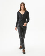 Women's Silver Thread Bow Detail Cardigan in Viscose-Polyester Blend - 3