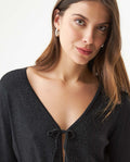 Women's Silver Thread Bow Detail Cardigan in Viscose-Polyester Blend - 4
