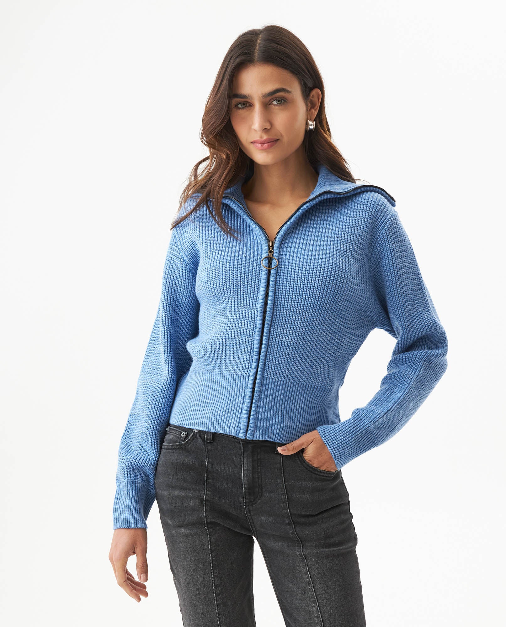 Women's English Stitch Bomber Jacket in Acrylic-Viscose Blend - 2