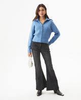 Women's English Stitch Bomber Jacket in Acrylic-Viscose Blend - 3
