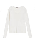 Women's Long Sleeve Heart-Shape V-Neck Knit Top, Compass - 1