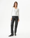 Women's Long Sleeve Heart-Shape V-Neck Knit Top, Compass - 3