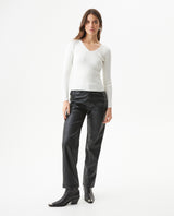 Women's Long Sleeve Heart-Shape V-Neck Knit Top, Compass - 3