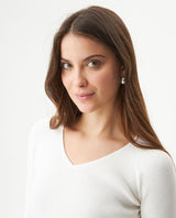 Women's Long Sleeve Heart-Shape V-Neck Knit Top, Compass - 4