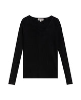 Women's Long Sleeve Heart-Shape V-Neck Knit Top, Compass - 1