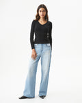 Women's Long Sleeve Heart-Shape V-Neck Knit Top, Compass - 3