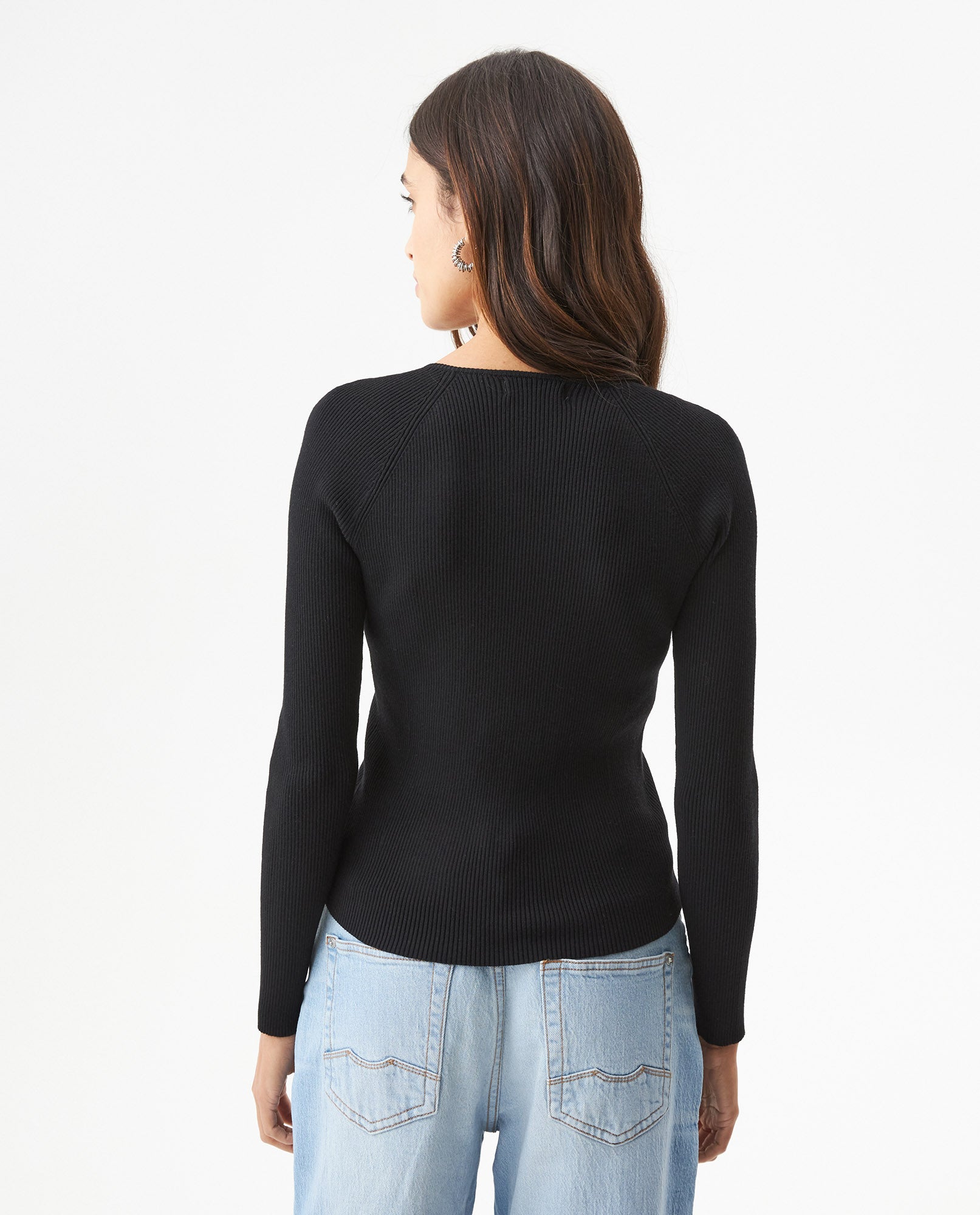 Women's Long Sleeve Heart-Shape V-Neck Knit Top, Compass - 5