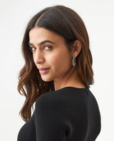 Women's Long Sleeve Heart-Shape V-Neck Knit Top, Compass - 6