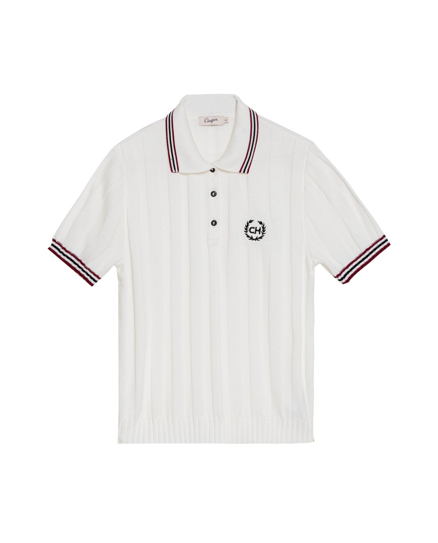 Women's Racing Contrast Knit Polo in Acrylic-Modal Blend - 1