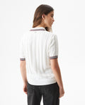 Women's Racing Contrast Knit Polo in Acrylic-Modal Blend - 5