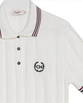 Women's Racing Contrast Knit Polo in Acrylic-Modal Blend - 7