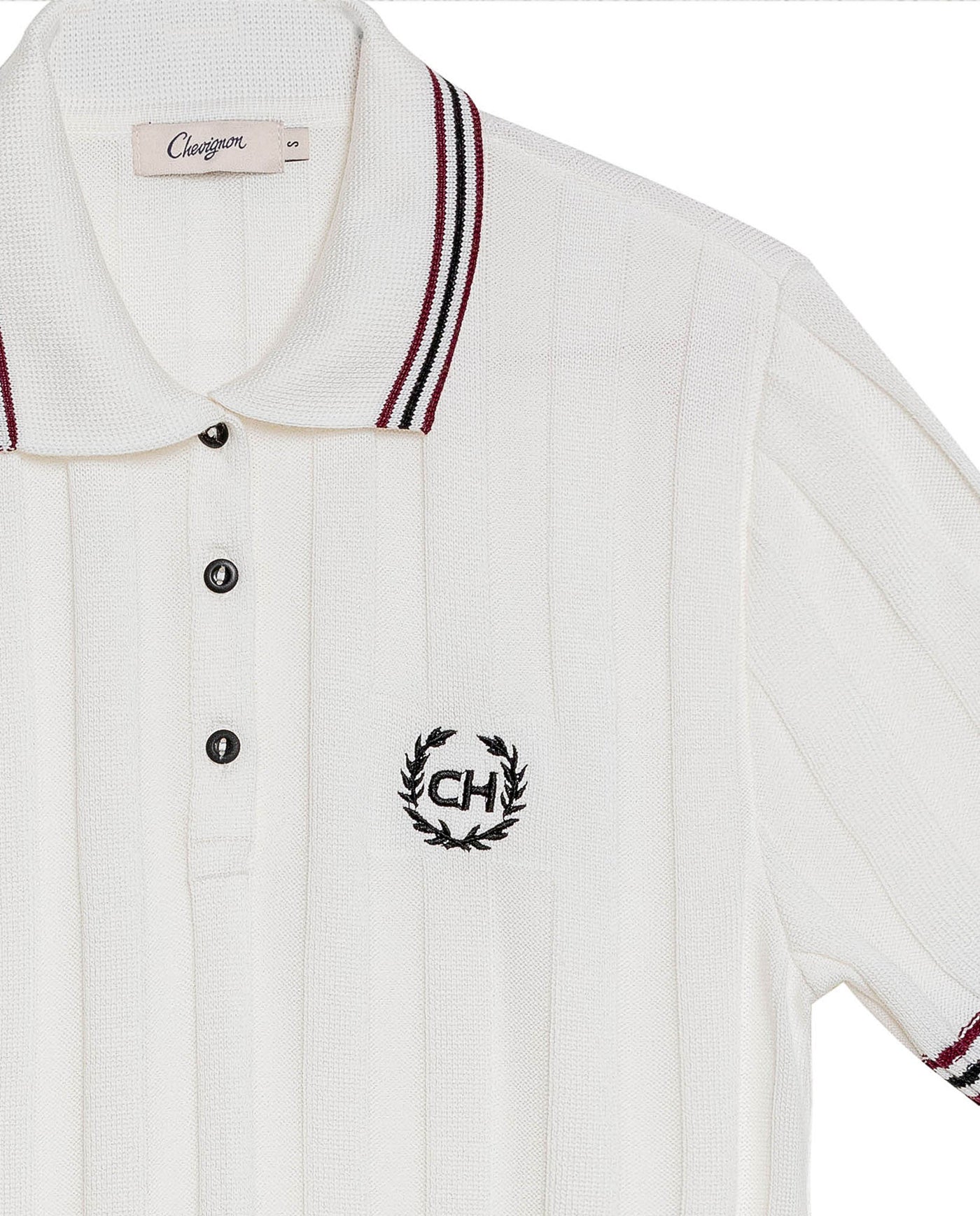 Women's Racing Contrast Knit Polo in Acrylic-Modal Blend - 7