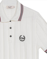 Women's Racing Contrast Knit Polo in Acrylic-Modal Blend - 7