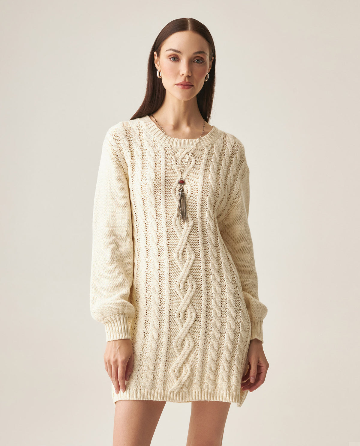 Women´s Cable Knit Dress - Raw 63_799H000_CRU110103_3