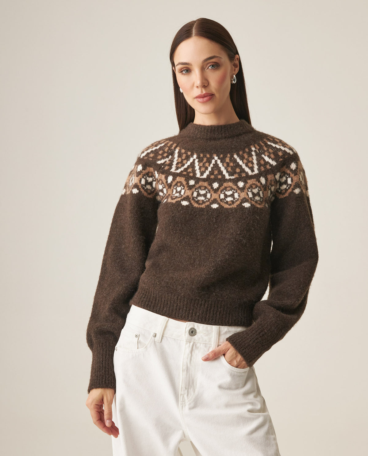 Women´s Fair Isle Sweater - Brown 63_799H003_CAF161334_3