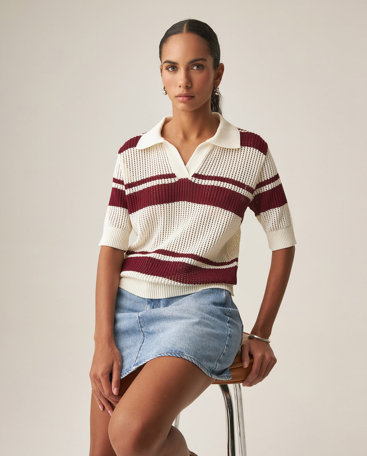 Women´s Polo Knit Top - Raw 63_799H900_CRU110103_0