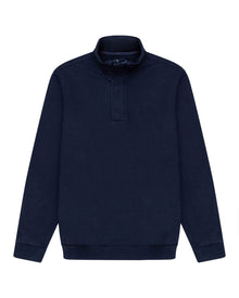 HIGH NECK ZIPPER SWEATER IN NAVY
