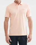 SLIM FIT WHITE STRIPED COLLAR POLO IN LIGHT ORANGE